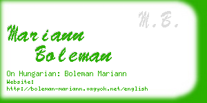 mariann boleman business card